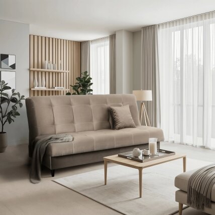 Lima LIMA sofa su miegojimo funkcija, dvivietė išskleidžiama sofa, smėlio spalvos, moderni svetainei Lima LIMA sofa su miegojimo funkcija, dvivietė išskleidžiama sofa, smėlio spalvos, moderni svetainei
