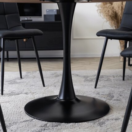 Lino LINO apvalus stalas, 100 cm, kaimiško ąžuolo/juodos spalvos, modernus loftas 4 Lino LINO apvalus stalas, 100 cm, kaimiško ąžuolo/juodos spalvos, modernus loftas 4