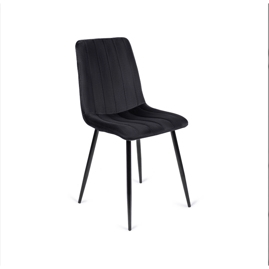 Loft Style Dining Set – Ąžuolo/juodos spalvos stalas su veliūro kėdėmis 8