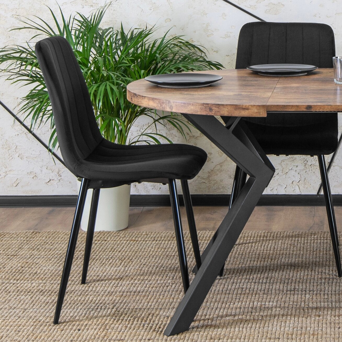 Apvalus išskleidžiamas stalas Modern, 100–250 cm, auksinio ąžuolo spalvos, modernus loftas 3