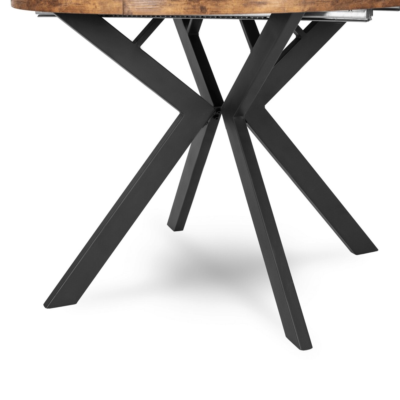 Komplektas apvalus išskleidžiamas stalas Modern, 100–250 cm, auksinio ąžuolo spalvos, modernus loftas ir 4 kėdės Ibis 10 Komplektas apvalus išskleidžiamas stalas Modern, 100–250 cm, auksinio ąžuolo spalvos, modernus loftas ir 4 kėdės Ibis 10