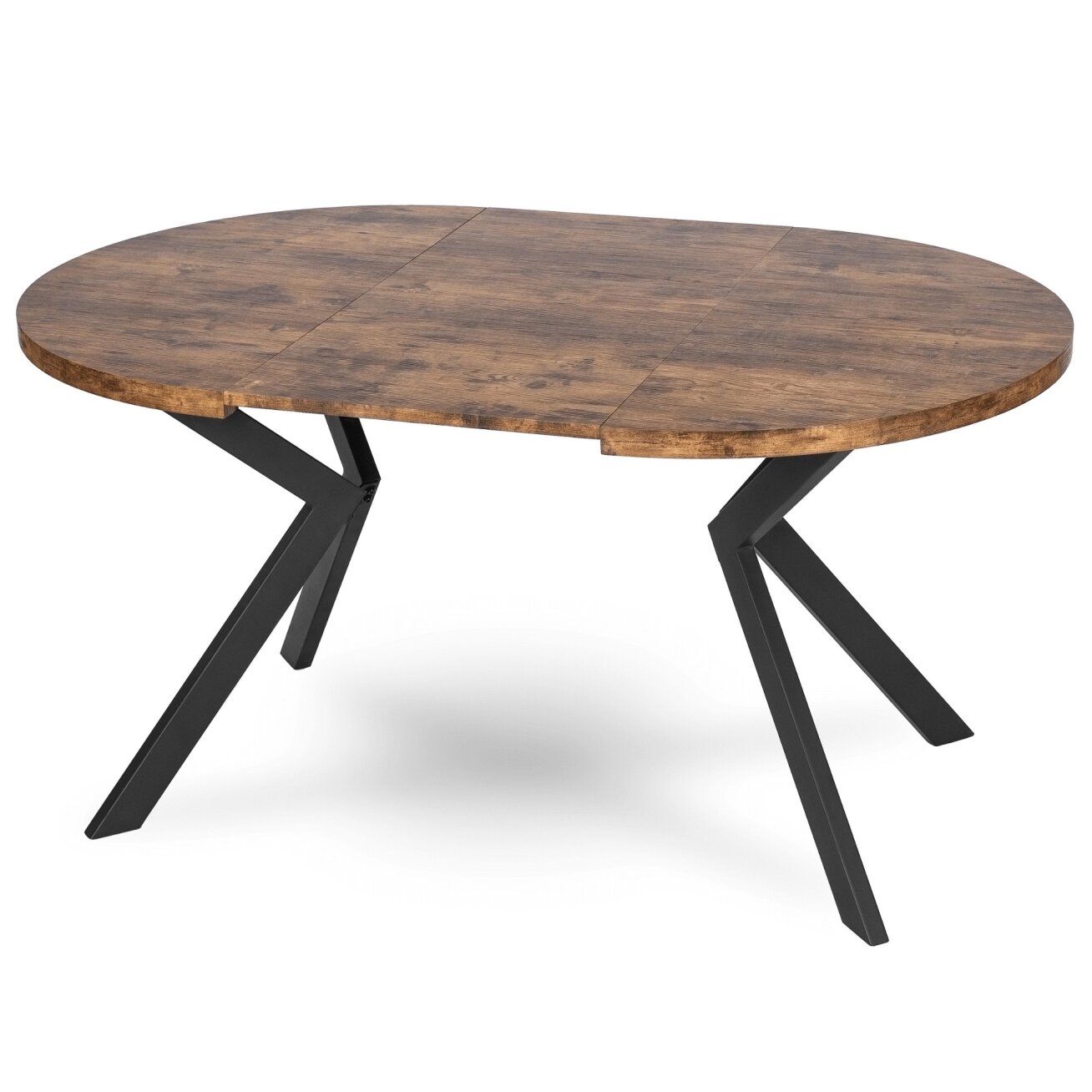 Komplektas apvalus išskleidžiamas stalas Modern, 100–250 cm, auksinio ąžuolo spalvos, modernus loftas ir 4 kėdės Ibis 11 Komplektas apvalus išskleidžiamas stalas Modern, 100–250 cm, auksinio ąžuolo spalvos, modernus loftas ir 4 kėdės Ibis 11