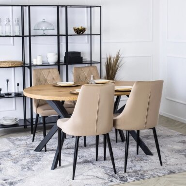Apvalus išskleidžiamas stalas  Modern, 100–250 cm, auksinio ąžuolo spalvos, modernus loftas