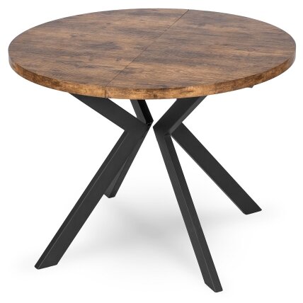 Komplektas apvalus išskleidžiamas stalas Modern, 100–250 cm, auksinio ąžuolo spalvos, modernus loftas ir 4 kėdės Ibis 8 Komplektas apvalus išskleidžiamas stalas Modern, 100–250 cm, auksinio ąžuolo spalvos, modernus loftas ir 4 kėdės Ibis 8