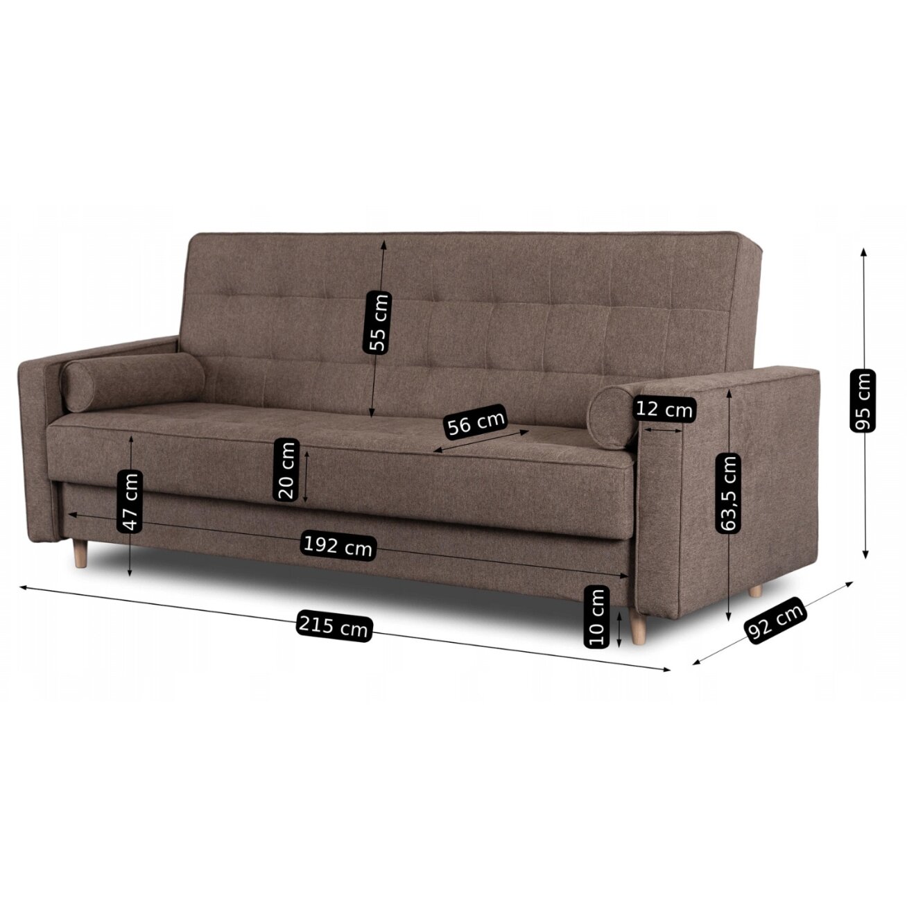 Malta Dvivietė sofa su miegojimo funkcija MALTA, ruda, moderni svetainė 9