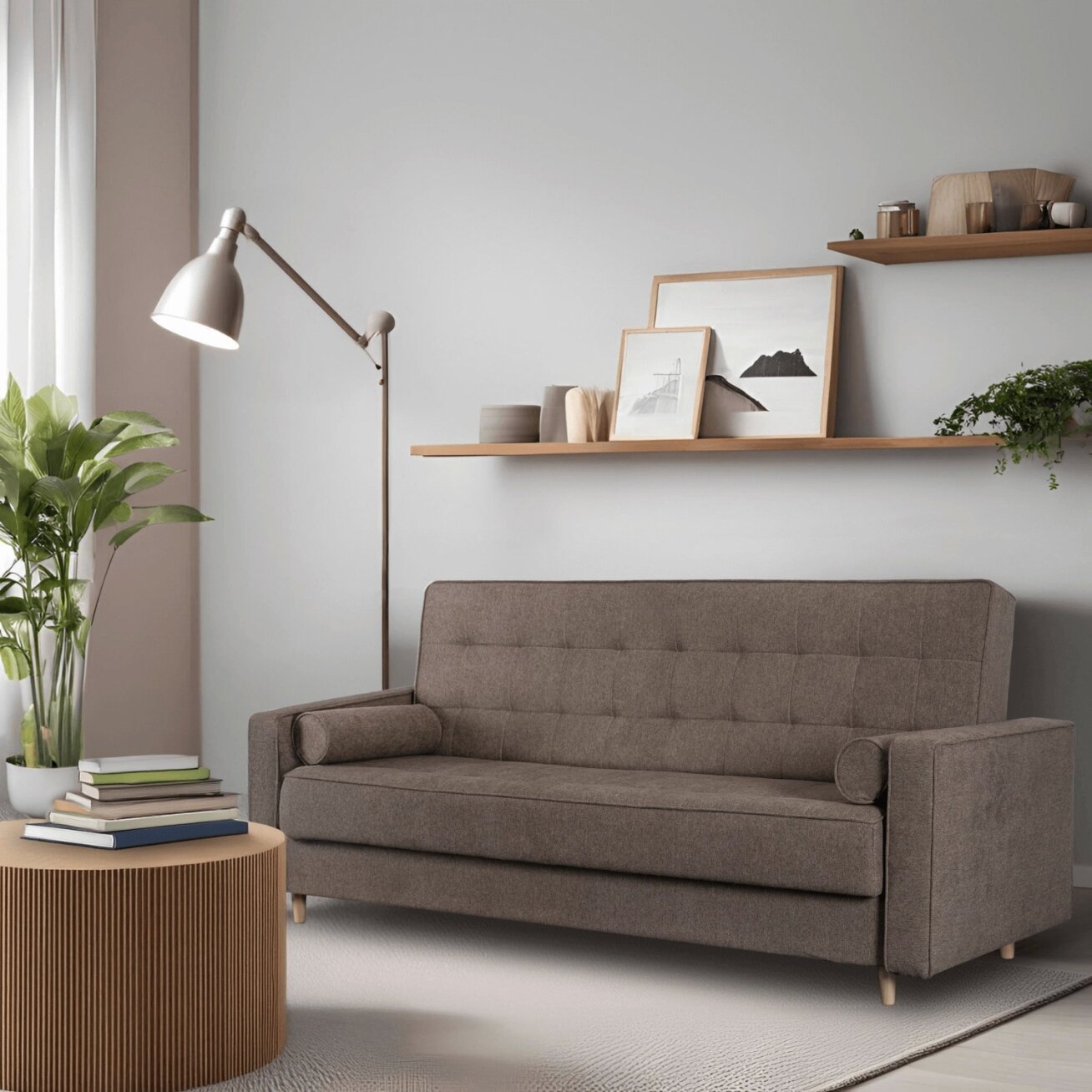 Malta Dvivietė sofa su miegojimo funkcija MALTA, ruda, moderni svetainė
