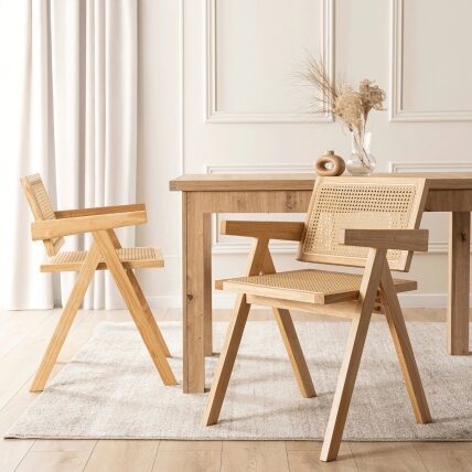 Madeira MADERA medinė kėdė, ąžuolo/smėlio spalvos, ažūrinis, klasikinis, retro stiliaus