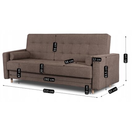Malta Dvivietė sofa su miegojimo funkcija MALTA, ruda, moderni svetainė 9