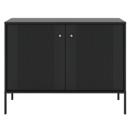 Minkštas Komoda svetainei/miegamajam, SOFT, 104 cm, juodos spalvos, grioveliai, dvidurės, modernios 4