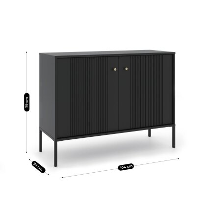 Minkštas Komoda svetainei/miegamajam, SOFT, 104 cm, juodos spalvos, grioveliai, dvidurės, modernios 5 Minkštas Komoda svetainei/miegamajam, SOFT, 104 cm, juodos spalvos, grioveliai, dvidurės, modernios 5