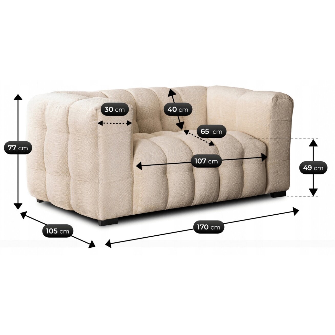 Moderno MODERNO 2S dvivietė kreminės spalvos moderni sofa 7