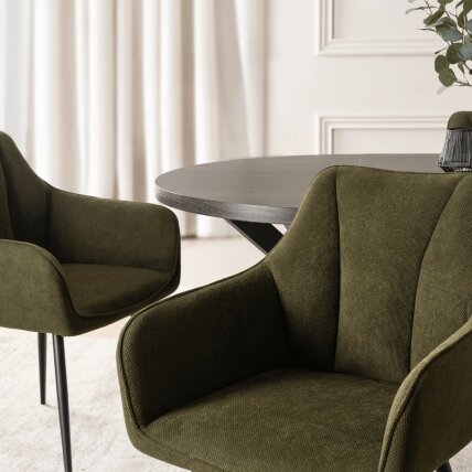 Navara Minkštas svetainės krėslas NAWARA, žalias, modernus, „Boucle“ rašta 2