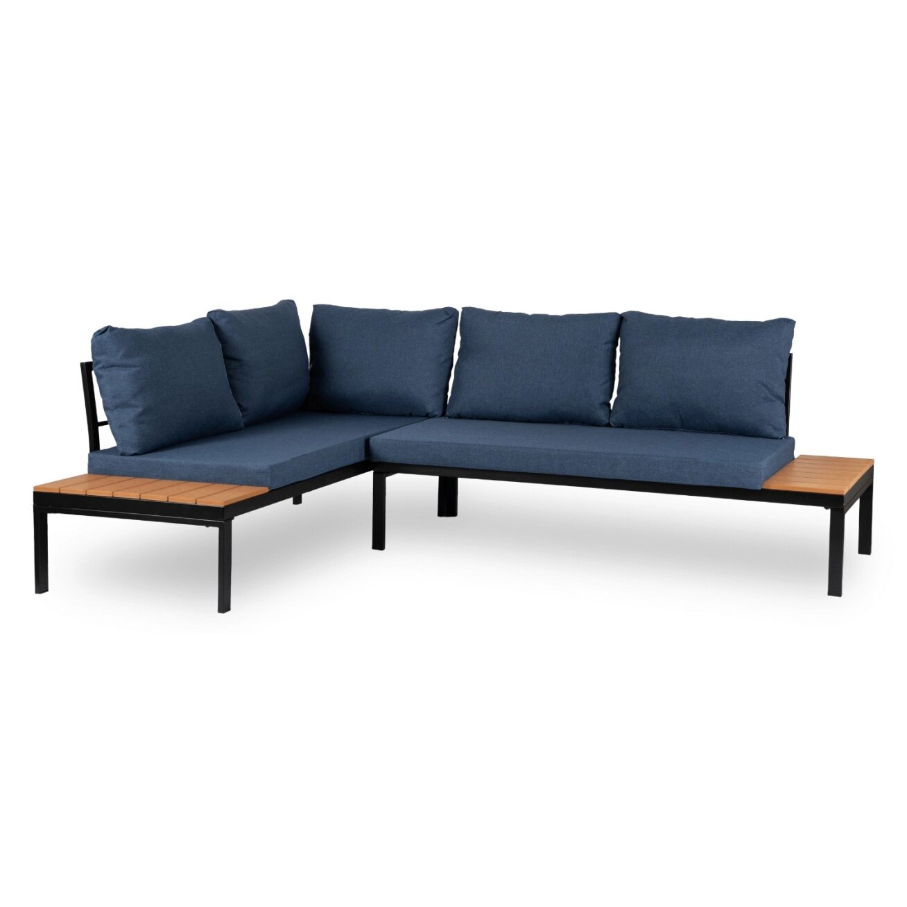Normanas NORMAN sodo baldų komplektas, tamsiai mėlyna/juoda, kampinė sofa, terasos stalas, modernus metalinis 3 Normanas NORMAN sodo baldų komplektas, tamsiai mėlyna/juoda, kampinė sofa, terasos stalas, modernus metalinis 3