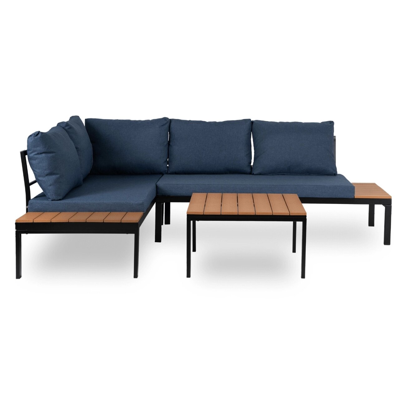 Normanas NORMAN sodo baldų komplektas, tamsiai mėlyna/juoda, kampinė sofa, terasos stalas, modernus metalinis 4 Normanas NORMAN sodo baldų komplektas, tamsiai mėlyna/juoda, kampinė sofa, terasos stalas, modernus metalinis 4