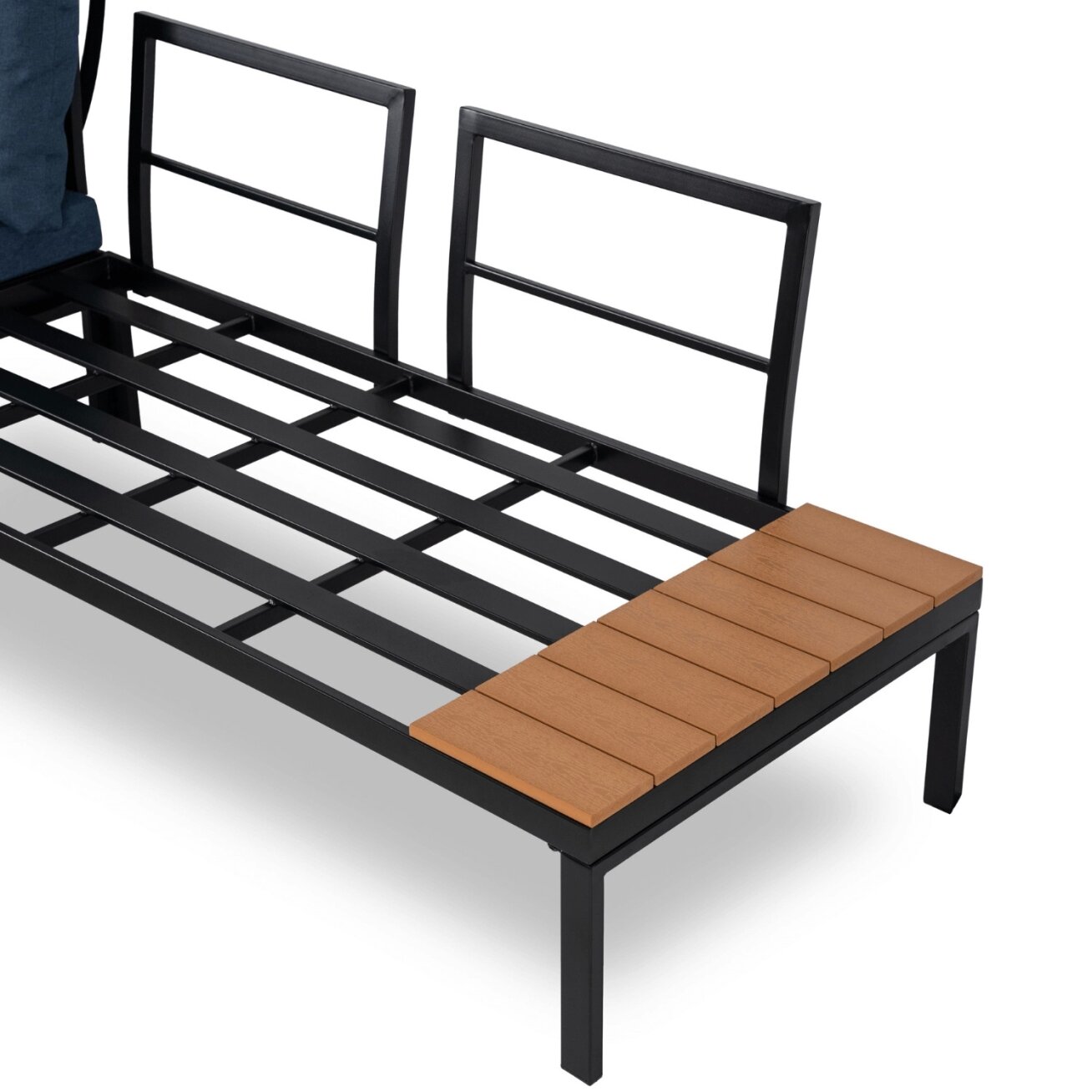 Normanas NORMAN sodo baldų komplektas, tamsiai mėlyna/juoda, kampinė sofa, terasos stalas, modernus metalinis 9 Normanas NORMAN sodo baldų komplektas, tamsiai mėlyna/juoda, kampinė sofa, terasos stalas, modernus metalinis 9