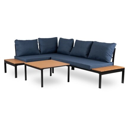 Normanas NORMAN sodo baldų komplektas, tamsiai mėlyna/juoda, kampinė sofa, terasos stalas, modernus metalinis 2 Normanas NORMAN sodo baldų komplektas, tamsiai mėlyna/juoda, kampinė sofa, terasos stalas, modernus metalinis 2