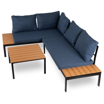 Normanas NORMAN sodo baldų komplektas, tamsiai mėlyna/juoda, kampinė sofa, terasos stalas, modernus metalinis 5 Normanas NORMAN sodo baldų komplektas, tamsiai mėlyna/juoda, kampinė sofa, terasos stalas, modernus metalinis 5