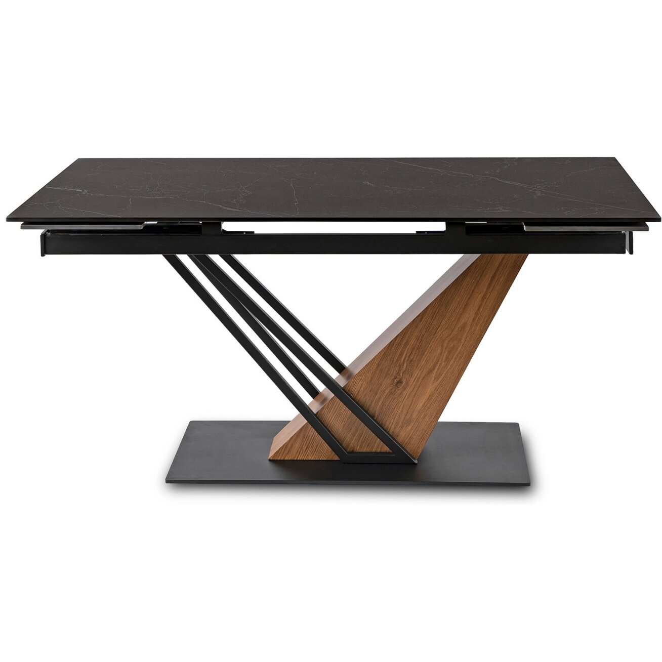 Reksas REX stačiakampis ištraukiamas stalas, 160–220 cm, keramika, tamsiai ruda/juoda, moderniam lofto stiliaus valgomajam 12
