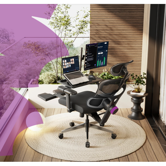 Ergonomiškas komplektas LUMBO 44 + rankinis stalas SPE-O113 Moris 120×60 juodas