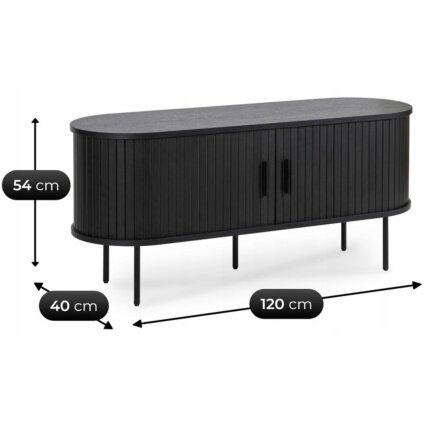 Rtv ir Trish TV spintelė svetainei, dviejų durų, TRISH, 120 cm, juoda, moderni 8