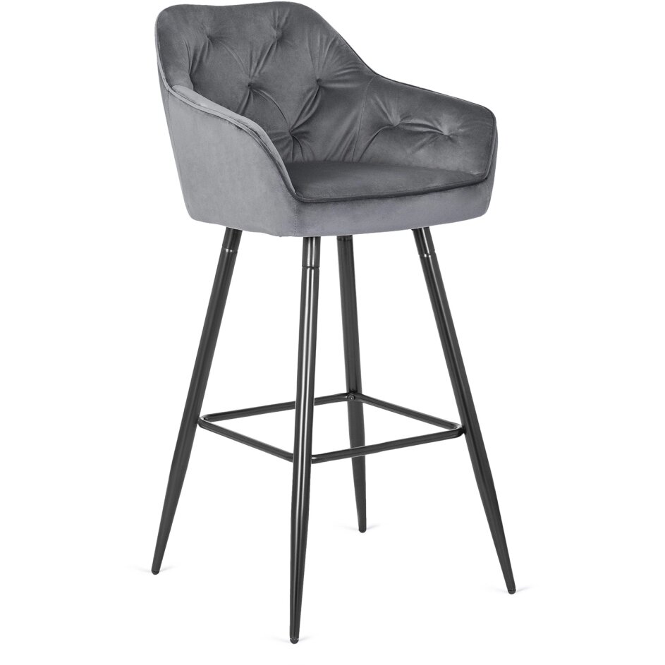 Salemas Apmuštas baro kėdė SALEM, pilkas aksomas, modernus loftas 1