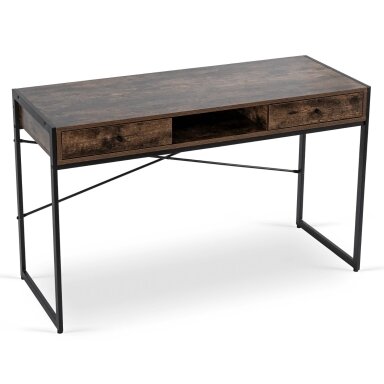 Stepė Namų biuro stalas, juodas rėmas, STEP, 123 cm, rudas/juodas, modernus