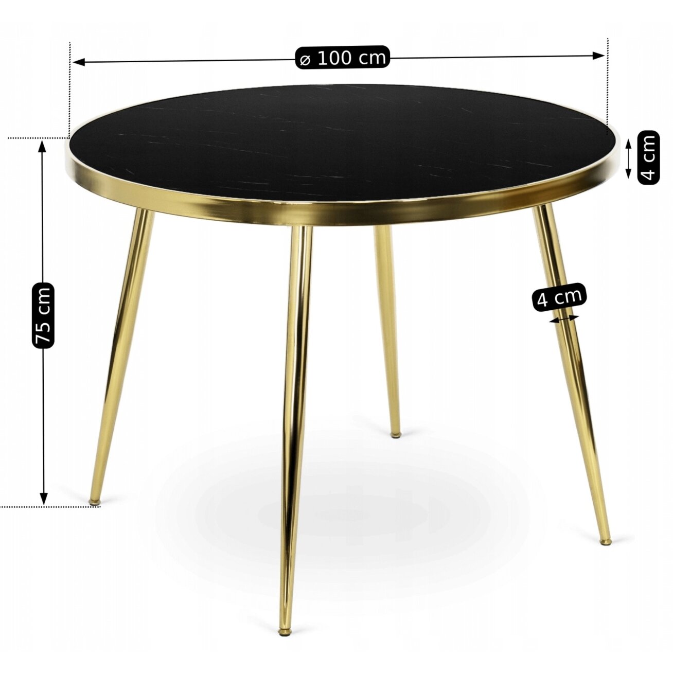 Tinga TINGA apvalus stalas, 100 cm, juodas/auksinis, žavingas 9 Tinga TINGA apvalus stalas, 100 cm, juodas/auksinis, žavingas 9