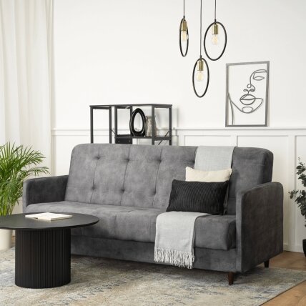 Tivoli TIVOLI sofa su miegojimo funkcija, dvivietė transformuojama sofa, pilkas aksomas, moderni svetainė Tivoli TIVOLI sofa su miegojimo funkcija, dvivietė transformuojama sofa, pilkas aksomas, moderni svetainė