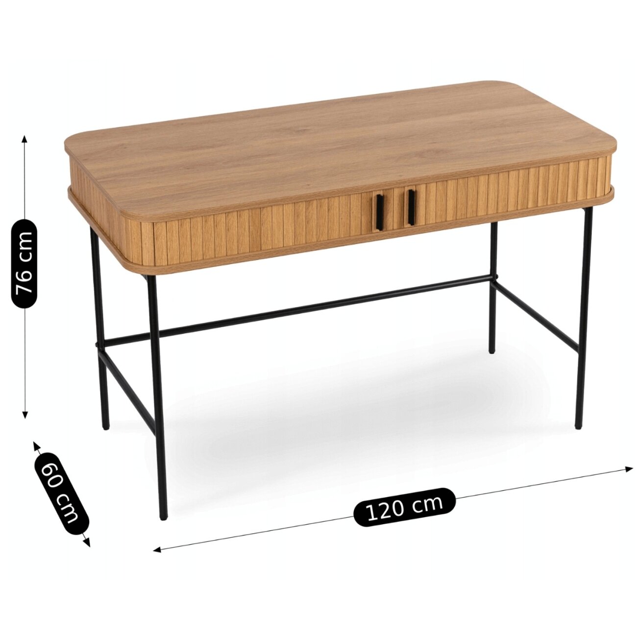 Triša TRISH išskleidžiamas rašomasis stalas, 120 cm, ąžuolo raštas, modernus lofto stiliaus 6 Triša TRISH išskleidžiamas rašomasis stalas, 120 cm, ąžuolo raštas, modernus lofto stiliaus 6