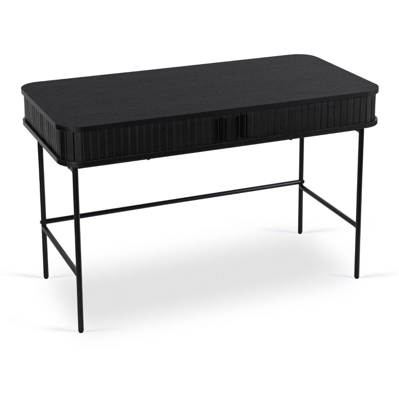 Triša TRISH išskleidžiamas rašomasis stalas, 120 cm, juodas, grioveliai, modernus lofto stiliaus 4 Triša TRISH išskleidžiamas rašomasis stalas, 120 cm, juodas, grioveliai, modernus lofto stiliaus 4