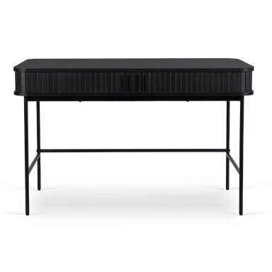 Triša TRISH išskleidžiamas rašomasis stalas, 120 cm, juodas, grioveliai, modernus lofto stiliaus