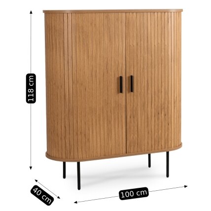 Triša TRISH aukšta komoda su stumdomomis stalčiais, 100 cm, ąžuolo spalvos, dviejų durų, grioveliais, moderni 6 Triša TRISH aukšta komoda su stumdomomis stalčiais, 100 cm, ąžuolo spalvos, dviejų durų, grioveliais, moderni 6