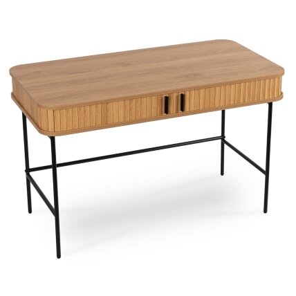 Triša TRISH išskleidžiamas rašomasis stalas, 120 cm, ąžuolo raštas, modernus lofto stiliaus 3 Triša TRISH išskleidžiamas rašomasis stalas, 120 cm, ąžuolo raštas, modernus lofto stiliaus 3