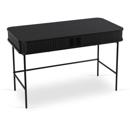 Triša TRISH išskleidžiamas rašomasis stalas, 120 cm, juodas, grioveliai, modernus lofto stiliaus 4 Triša TRISH išskleidžiamas rašomasis stalas, 120 cm, juodas, grioveliai, modernus lofto stiliaus 4