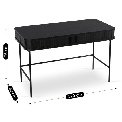 Triša TRISH išskleidžiamas rašomasis stalas, 120 cm, juodas, grioveliai, modernus lofto stiliaus 5 Triša TRISH išskleidžiamas rašomasis stalas, 120 cm, juodas, grioveliai, modernus lofto stiliaus 5