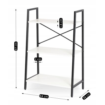 Vioras VIOR žema atvira lentyna svetainei, balta/juoda, metalinė, žaislams, modernus 8 Vioras VIOR žema atvira lentyna svetainei, balta/juoda, metalinė, žaislams, modernus 8